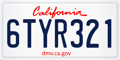 CA license plate 6TYR321