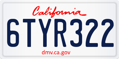 CA license plate 6TYR322