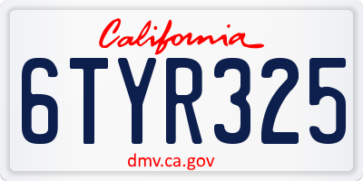 CA license plate 6TYR325