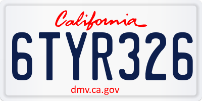 CA license plate 6TYR326