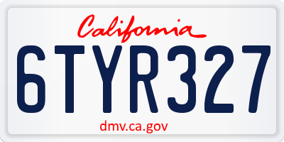 CA license plate 6TYR327