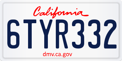 CA license plate 6TYR332