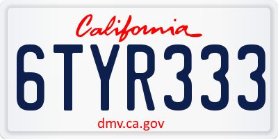 CA license plate 6TYR333
