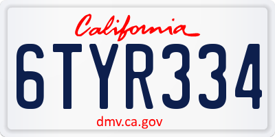 CA license plate 6TYR334