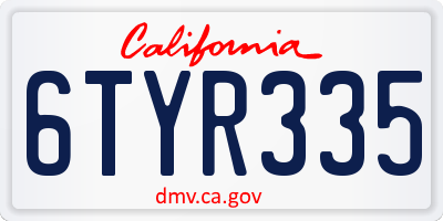 CA license plate 6TYR335