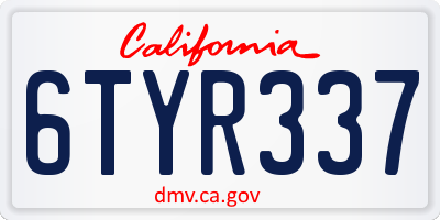 CA license plate 6TYR337