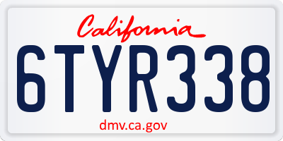 CA license plate 6TYR338