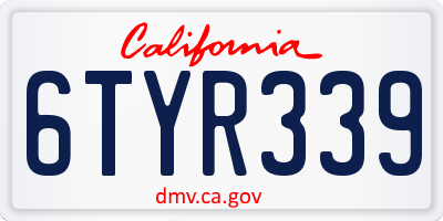 CA license plate 6TYR339