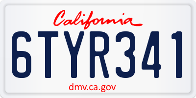 CA license plate 6TYR341