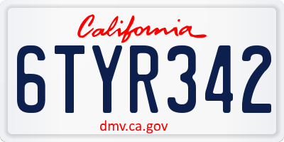 CA license plate 6TYR342