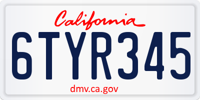 CA license plate 6TYR345