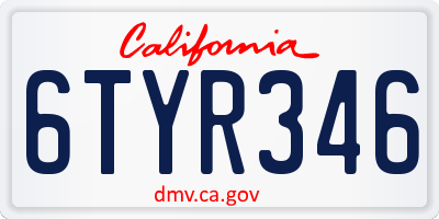 CA license plate 6TYR346