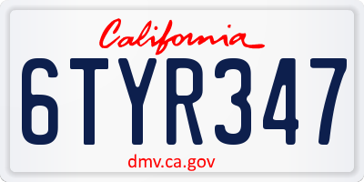 CA license plate 6TYR347