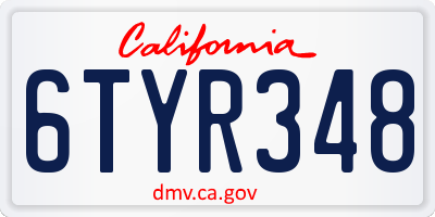 CA license plate 6TYR348