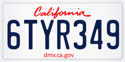 CA license plate 6TYR349