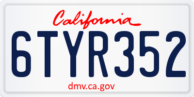 CA license plate 6TYR352