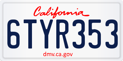 CA license plate 6TYR353