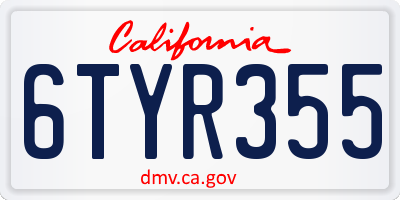 CA license plate 6TYR355