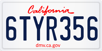 CA license plate 6TYR356