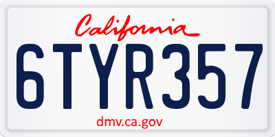 CA license plate 6TYR357