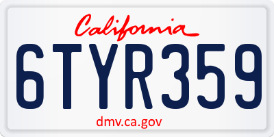 CA license plate 6TYR359