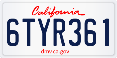 CA license plate 6TYR361