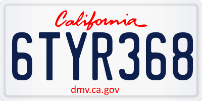 CA license plate 6TYR368