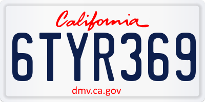 CA license plate 6TYR369