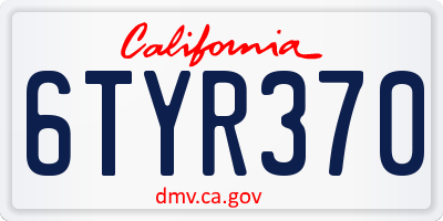 CA license plate 6TYR370