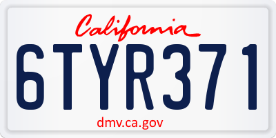 CA license plate 6TYR371