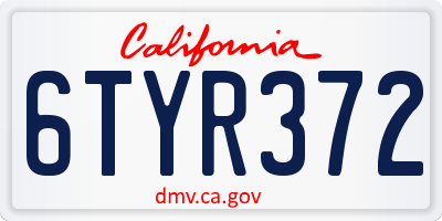 CA license plate 6TYR372