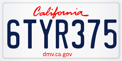CA license plate 6TYR375