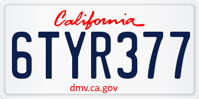 CA license plate 6TYR377