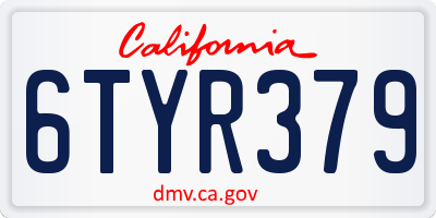 CA license plate 6TYR379