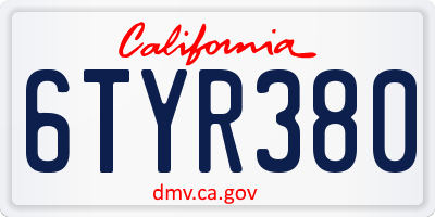 CA license plate 6TYR380