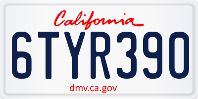 CA license plate 6TYR390