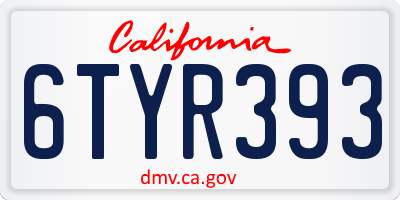 CA license plate 6TYR393