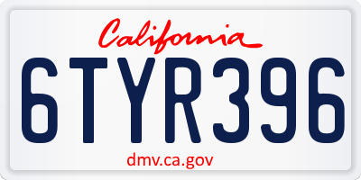 CA license plate 6TYR396