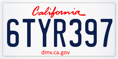 CA license plate 6TYR397