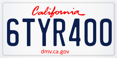 CA license plate 6TYR400