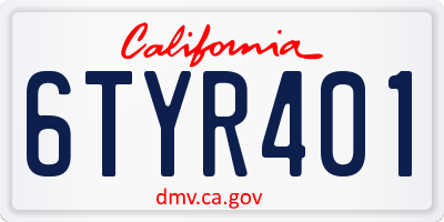 CA license plate 6TYR401