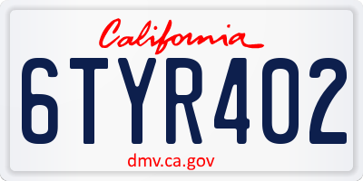 CA license plate 6TYR402