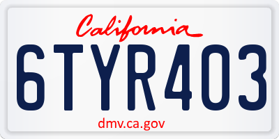 CA license plate 6TYR403