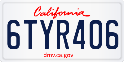 CA license plate 6TYR406
