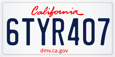 CA license plate 6TYR407