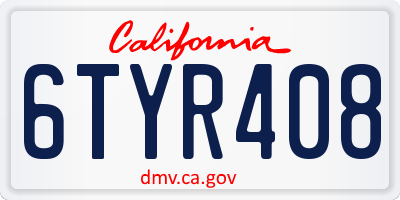 CA license plate 6TYR408