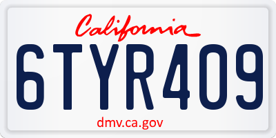 CA license plate 6TYR409