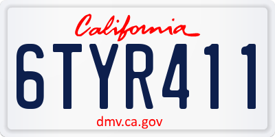 CA license plate 6TYR411