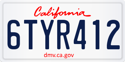 CA license plate 6TYR412