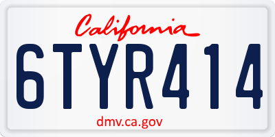 CA license plate 6TYR414